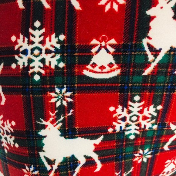 S NEW Girls Christmas Red Plaid Reindeer Leggings, Luxury Soft Yoga Pants - Picture 2 of 10